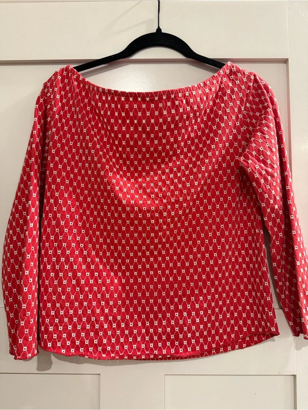 Free People NWOT Women's Coral Printed Long-Sleeve Off-Shoulder Top